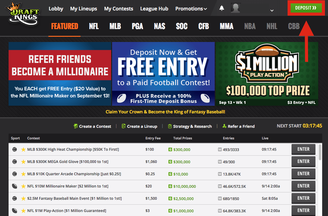 Draftkings promo code match deposit