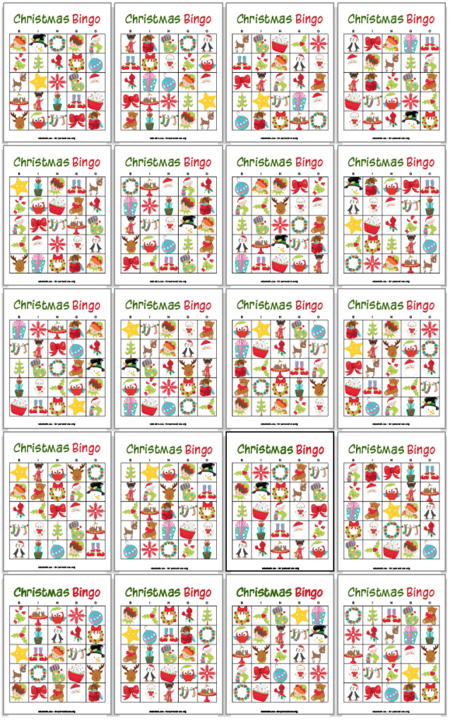 Free printable christmas bingo cards for 20