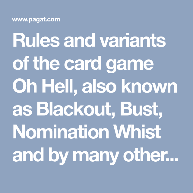 Directions to card game oh hell