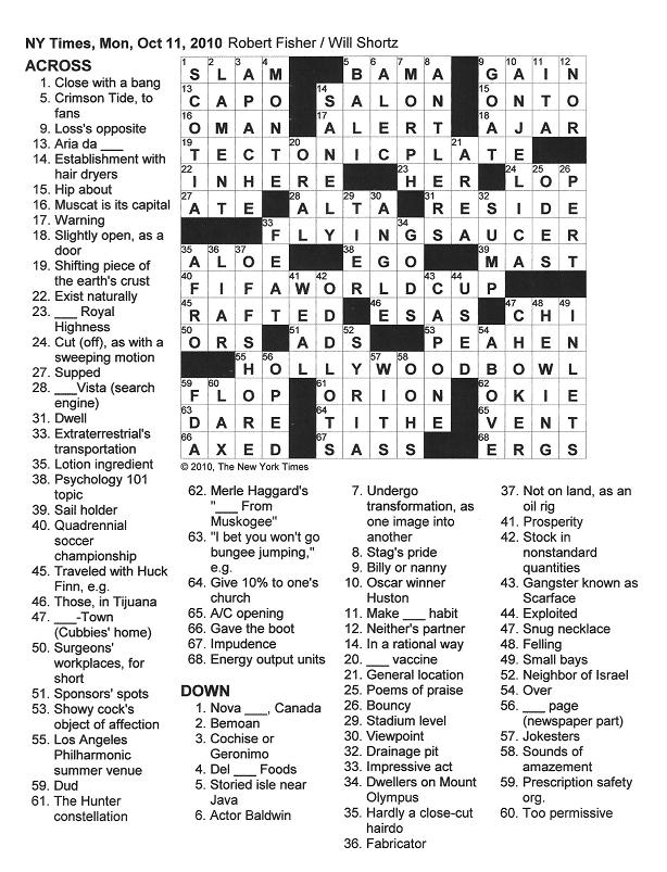 Ny times crosswords free online
