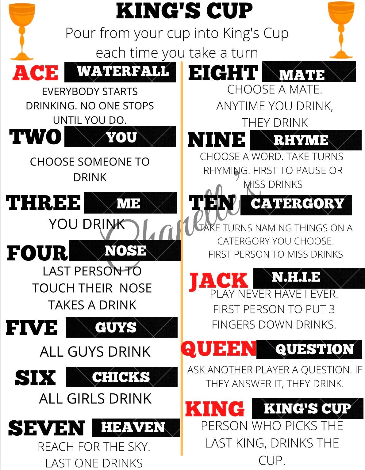 Kings drinking game rules