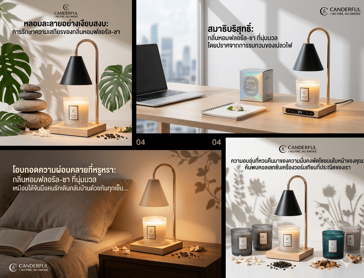 โคมไฟอโรม่า โคมไฟเทียน โคมไฟข้างเตียง โคมไฟตั้งโต๊ะสำหรับเป็นของขวัญ - ปรับแต่งได้  สินค้าคุณภาพเยี่