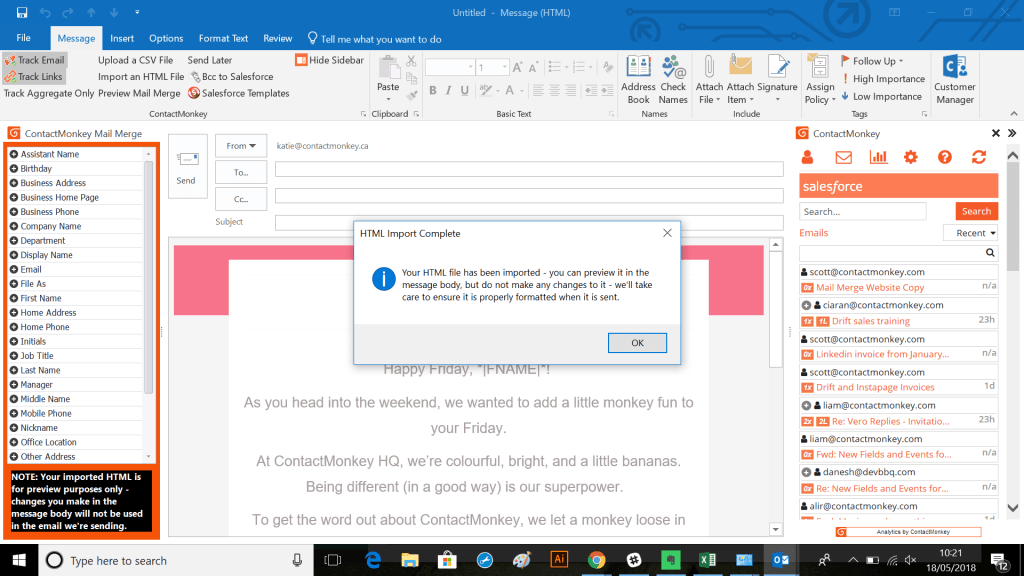 Outlook 365 email template mail merge