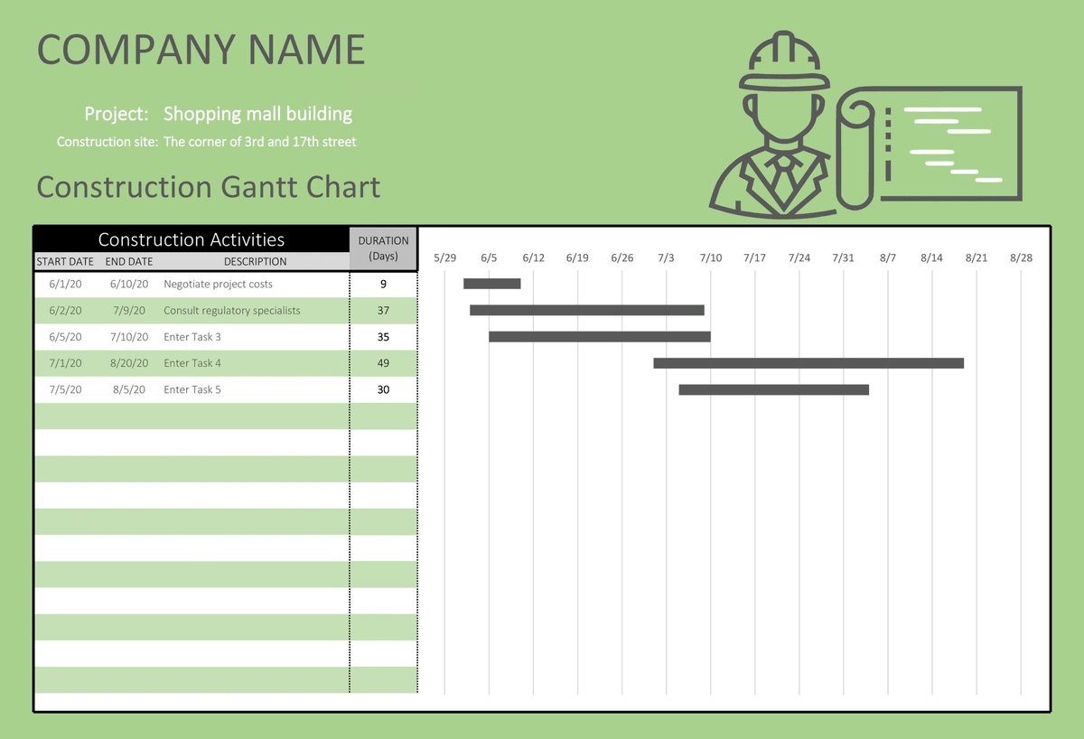 Free excel gantt chart template