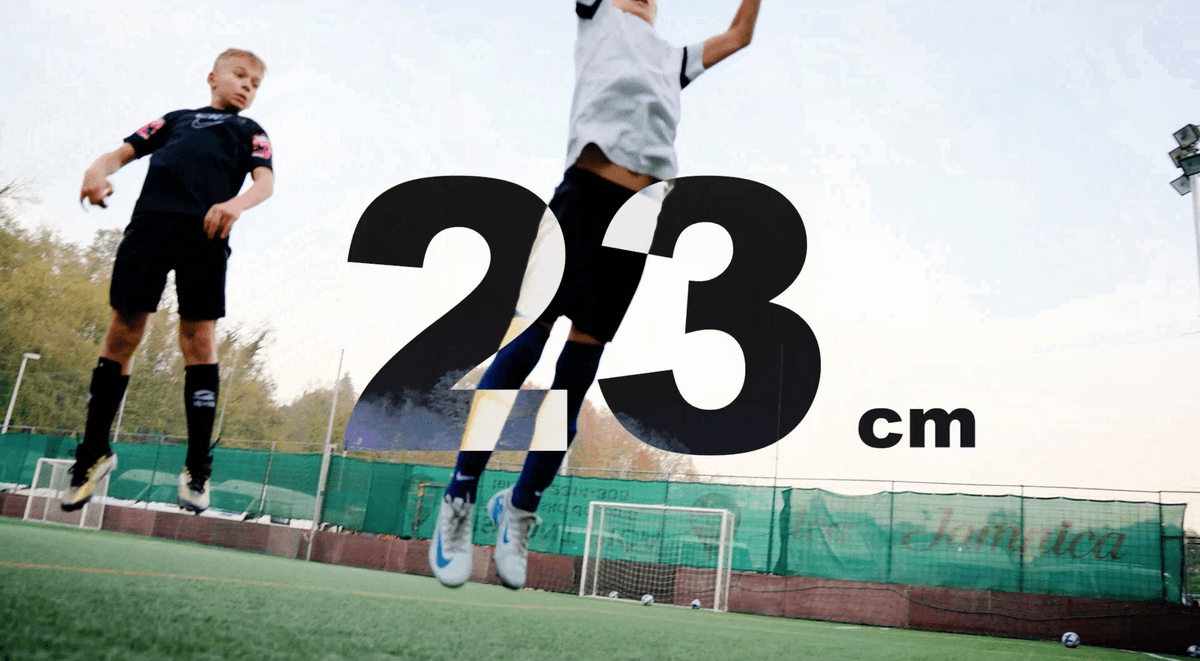 Two youth players in Croatia performing a jump test with INSAIT JOY smart shin guards capturing jump height data.