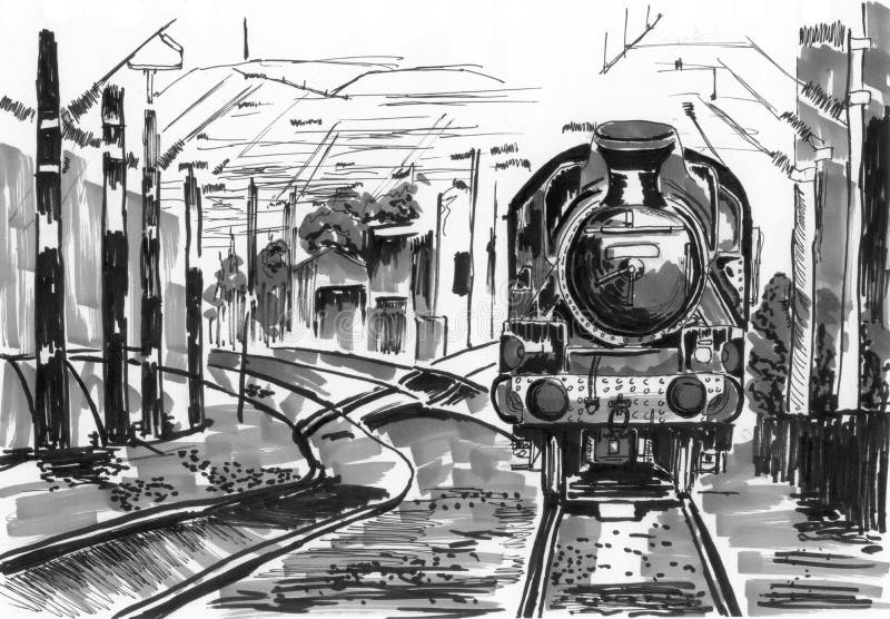 Empty train sketch book