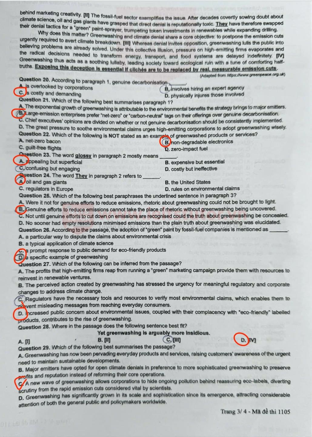 Giải thích chi tiết tiếng Anh thi tốt nghiệp 2025 [Mã đề 1105]