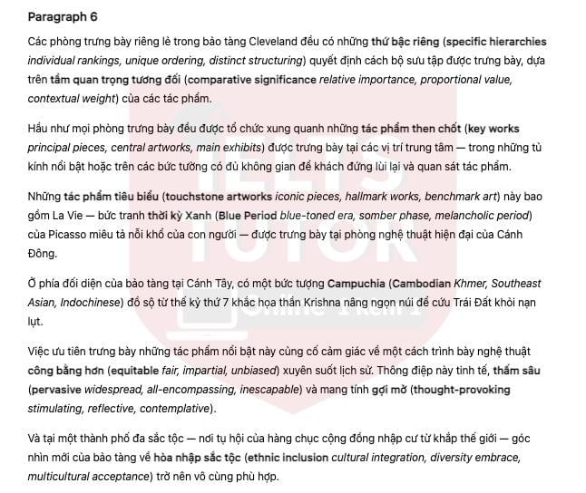 🔥Redesigning the Cleveland Museum of Art Answers with location - Đề thi thật IELTS READING- Làm bài online format computer-based, kèm đáp án, dịch & giải thích từ vựng - cấu trúc ngữ pháp khó