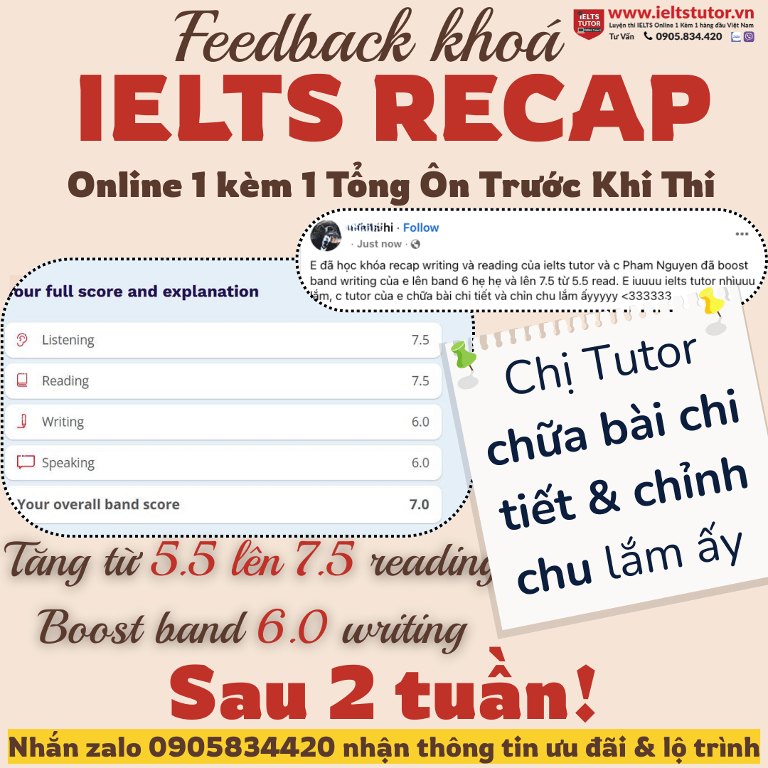 Các khóa học IELTS online 1 kèm 1 - 100% cam kết đạt target 6.0 - 7.0 - 8.0 - Đảm bảo đầu ra - Thi không đạt, học lại FREE