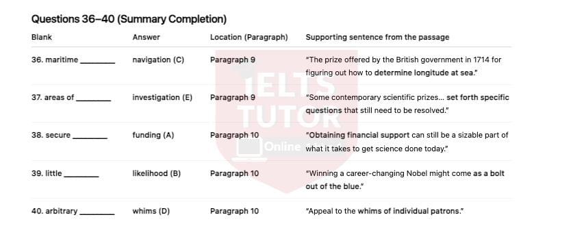 🔥Rewards for scientific achievement Answers with location - Đề thi thật IELTS READING- Làm bài online format computer-based, kèm đáp án, dịch & giải thích từ vựng - cấu trúc ngữ pháp khó
