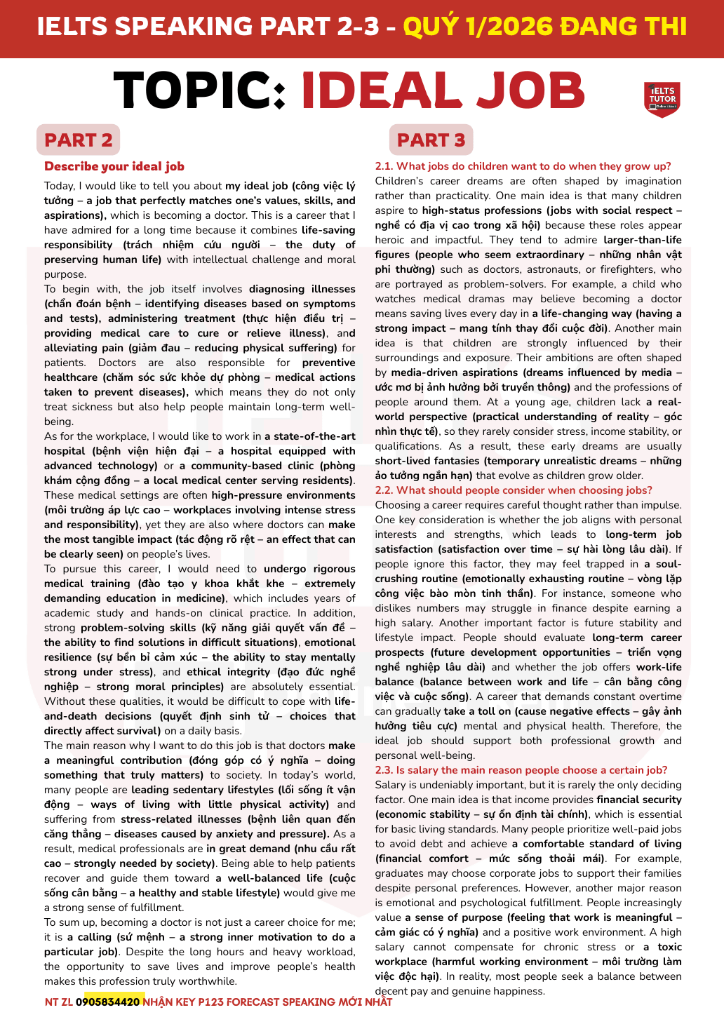 Giải đề"Describe your ideal job"IELTS SPEAKING PART 2 & 3