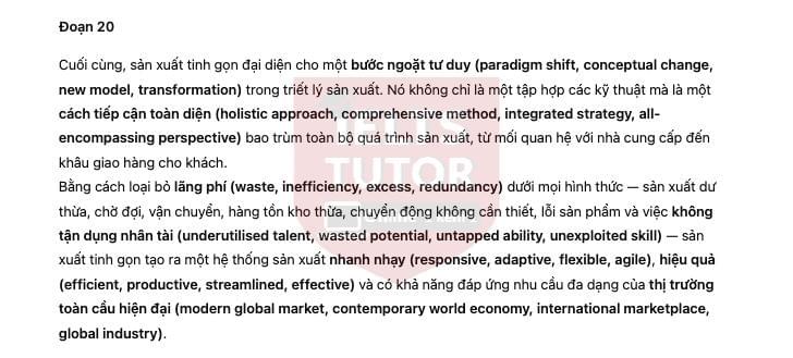 🔥Lean Production Innovation – in manufacturing systems Answers with location - Đề luyện IELTS READING- Làm bài online format computer-based, kèm đáp án, dịch & giải thích từ vựng - cấu trúc ngữ pháp khó