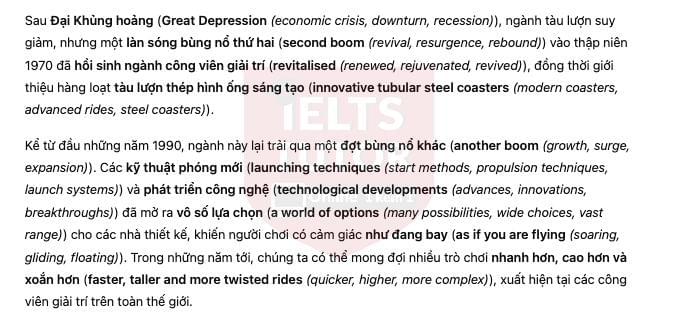 🔥Roller coaster: the great fairground attraction - Đề thi thật IELTS READING - Làm bài online format computer-based, kèm đáp án, dịch & giải thích từ vựng - cấu trúc ngữ pháp khó      