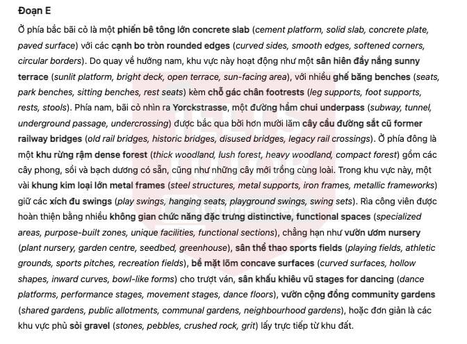 🔥Urban Regeneration: an award-winning redevelopment project in Berlin Answers with location - Đề thi thật IELTS READING- Làm bài online format computer-based, kèm đáp án, dịch & giải thích từ vựng - cấu trúc ngữ pháp khó