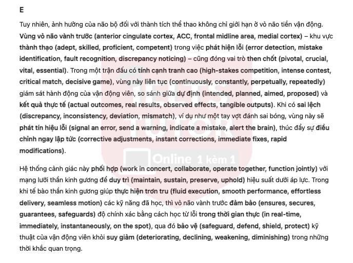 🔥How Does Watching Sport Influence the Brain? Answers with location - Đề luyện IELTS READING- Làm bài online format computer-based, kèm đáp án, dịch & giải thích từ vựng - cấu trúc ngữ pháp khó