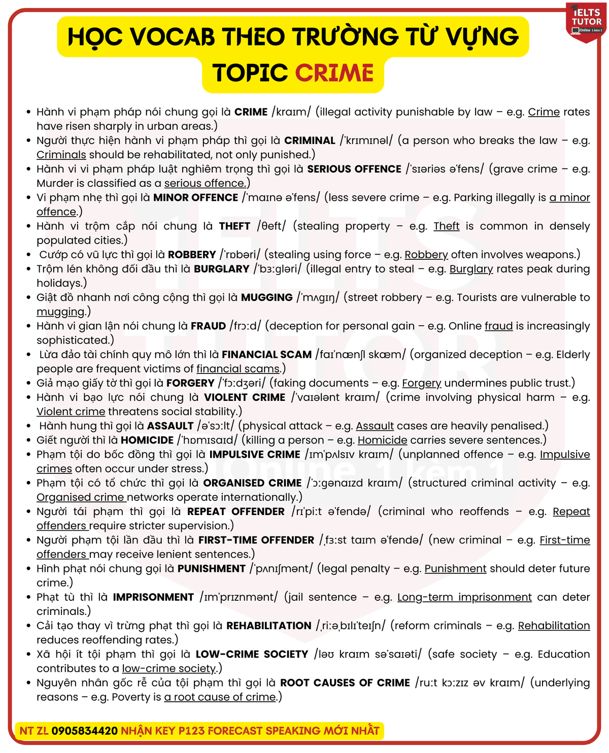 HỌC VOCAB THEO TRƯỜNG TỪ VỰNG TOPIC Crime