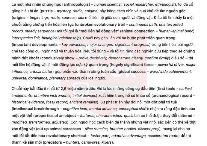 🔥The Animal Connection Answers with location - Đề thi thật IELTS READING- Làm bài online format computer-based, kèm đáp án, dịch & giải thích từ vựng - cấu trúc ngữ pháp khó