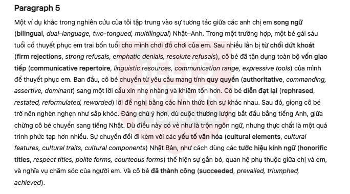 🔥Learning to be bilingual Answers with location - Đề thi thật IELTS READING- Làm bài online format computer-based, kèm đáp án, dịch & giải thích từ vựng - cấu trúc ngữ pháp khó