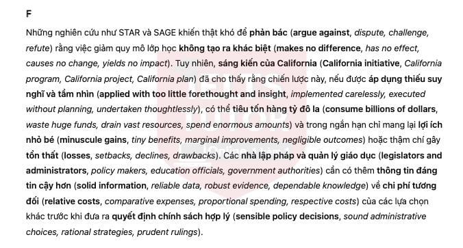 Does class size matter? Answers with location - Đề thi thật IELTS READING