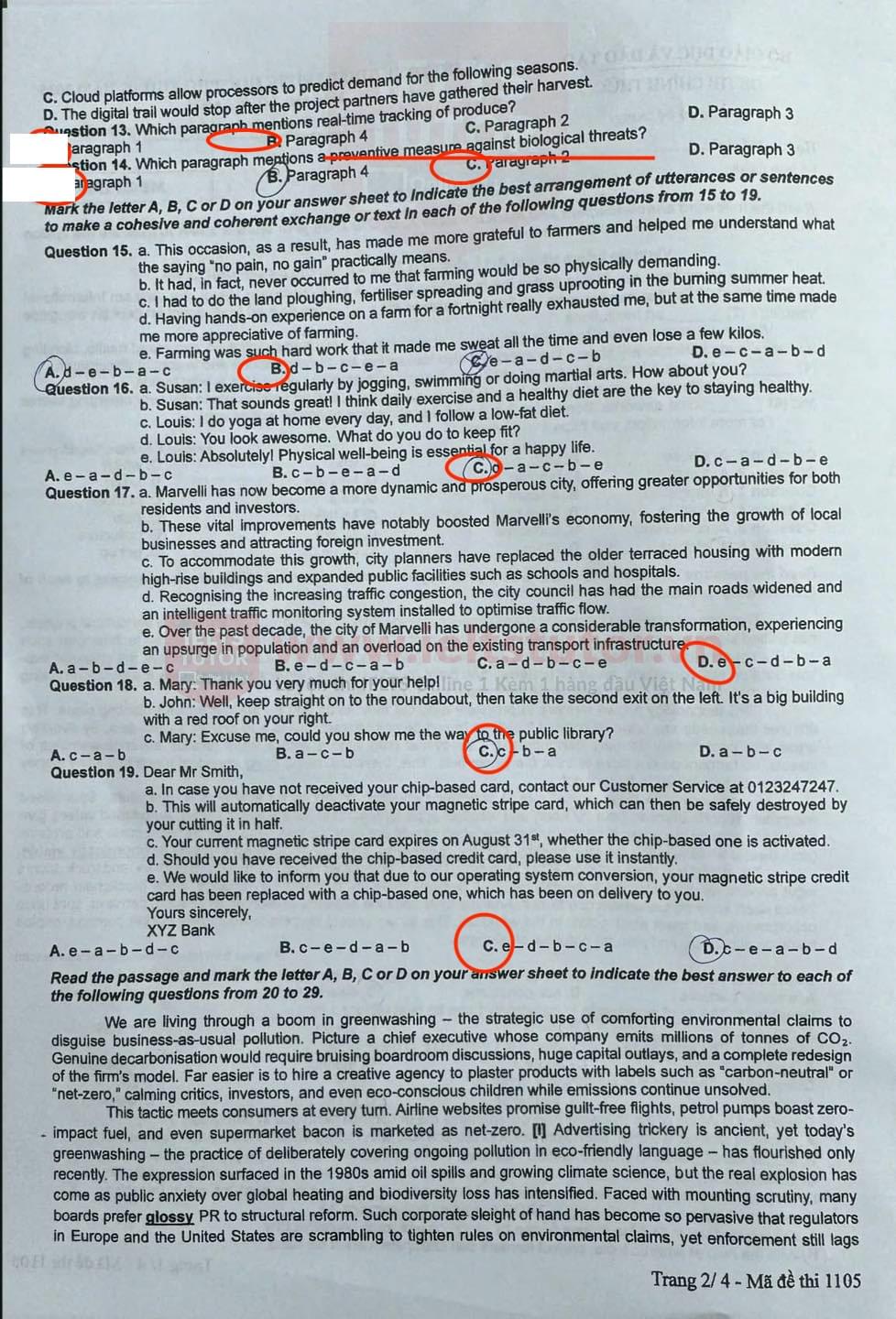 Giải thích chi tiết tiếng Anh thi tốt nghiệp 2025 [Mã đề 1105]