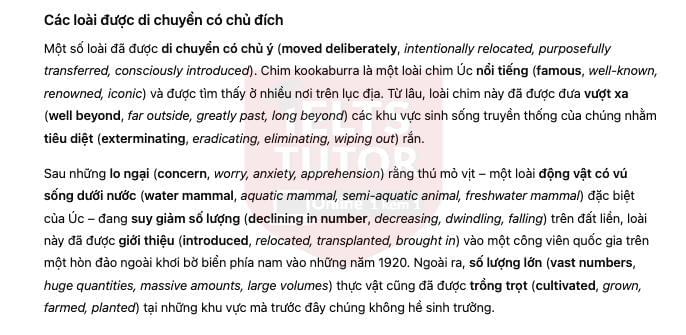 🔥Native species that become pests Answers with location - Đề thi thật IELTS READING- Làm bài online format computer-based, kèm đáp án, dịch & giải thích từ vựng - cấu trúc ngữ pháp khó