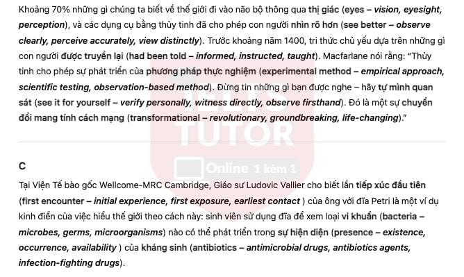 🔥How the Petri Dish Supports Scientific Advances Answers with location - Đề thi thật IELTS READING- Làm bài online format computer-based, kèm đáp án, dịch & giải thích từ vựng - cấu trúc ngữ pháp khó