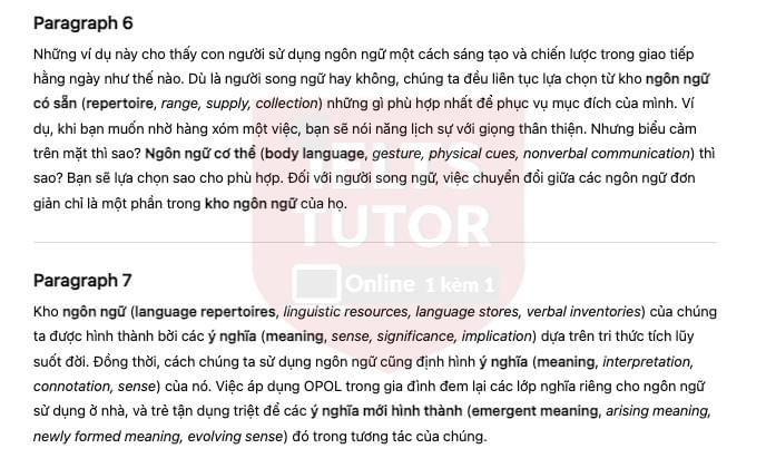 🔥Learning to be bilingual Answers with location - Đề thi thật IELTS READING- Làm bài online format computer-based, kèm đáp án, dịch & giải thích từ vựng - cấu trúc ngữ pháp khó