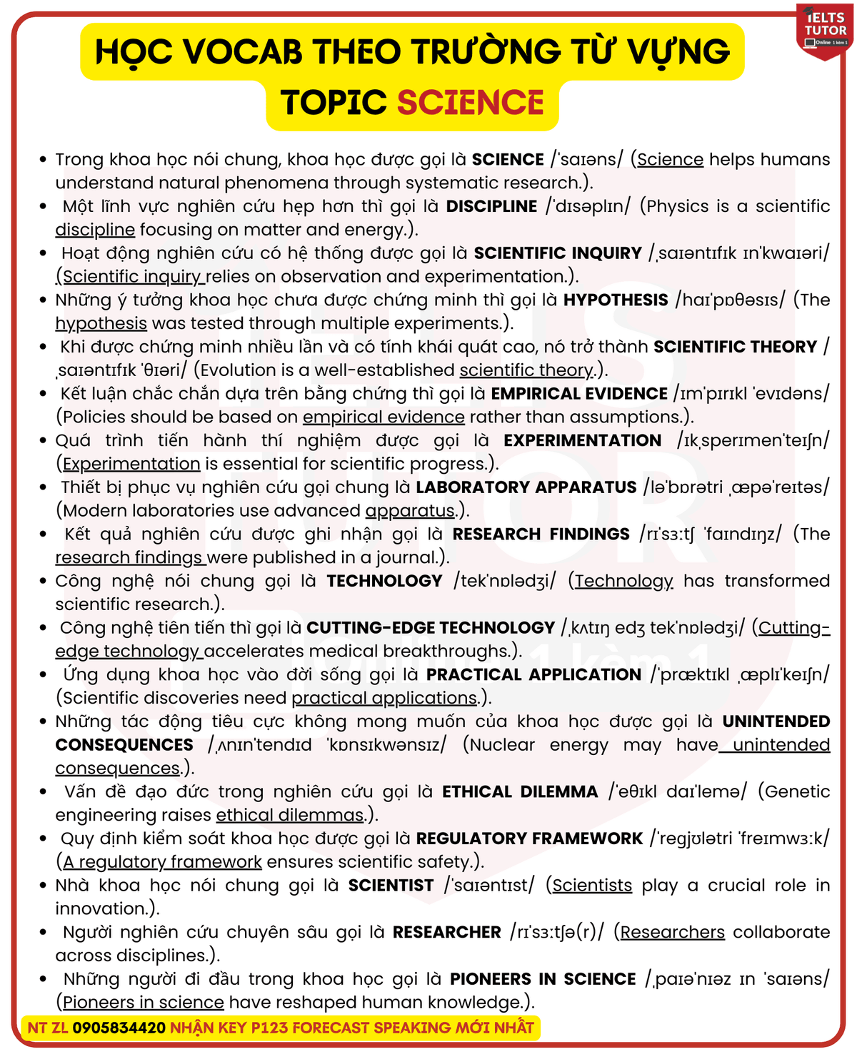 Từ vựng & ideas topic Science IELTS