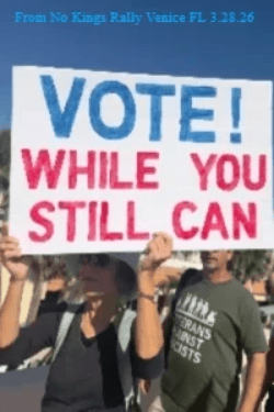 From No Kings March Venice, Florida, March 28, 2026 From No Kings March Venice, Florida, March 28, 2026