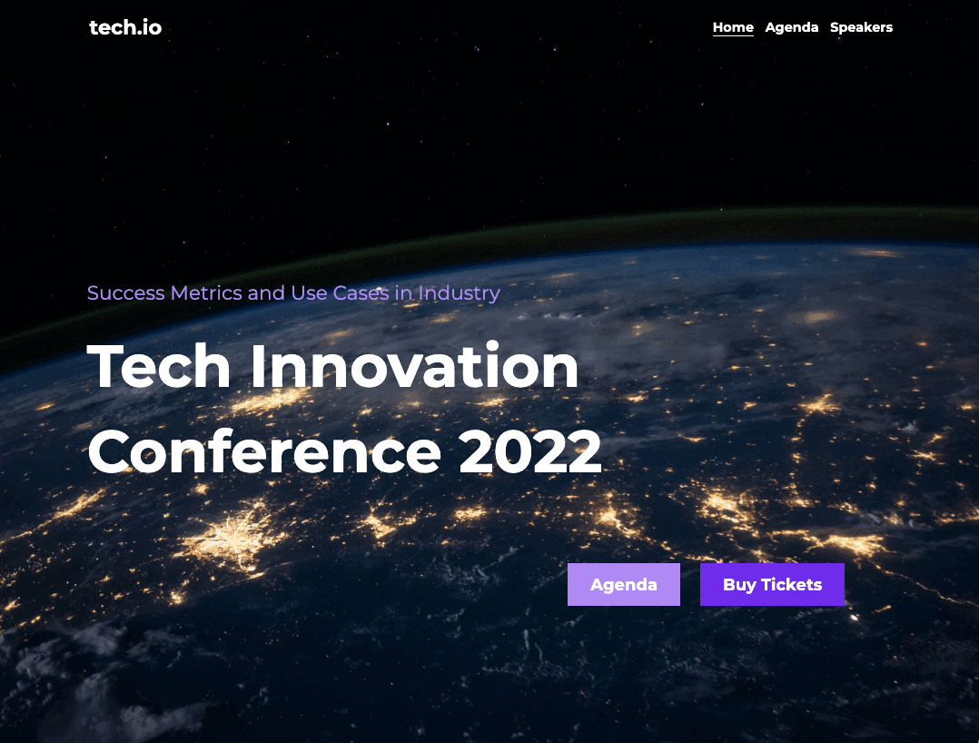 Szablon Tech.io od Strikingly