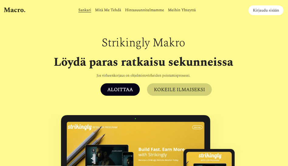 Makro-malli Strikinglyltä