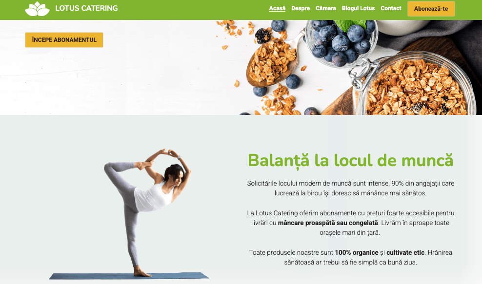 Șablonul Lotus de la Strikingly