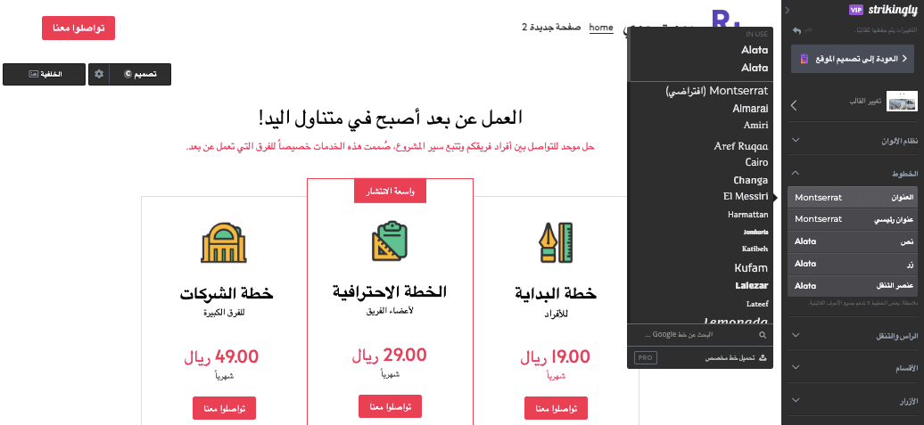 إلهام تصميم موقع الويب - بناء تحفتك الفنية مع Strikingly - تخطيطات بسيطة لاختيارات طباعة جريئة
