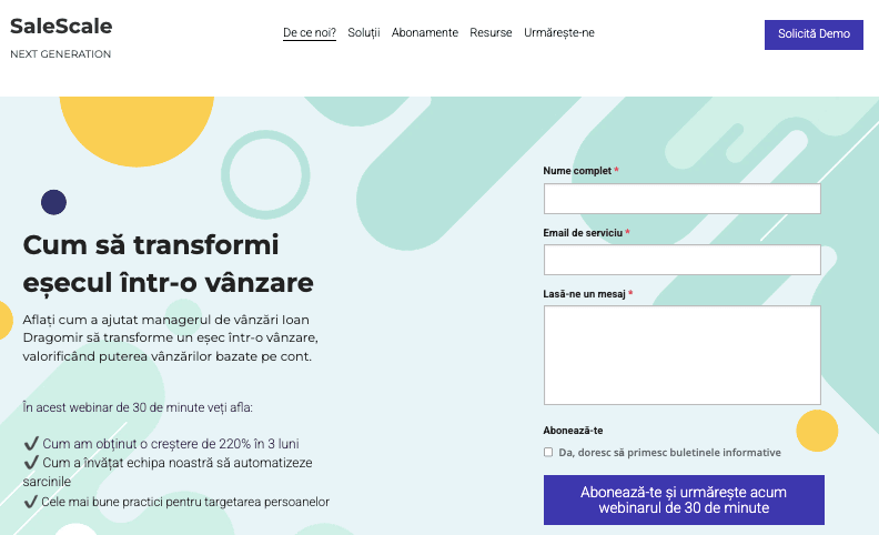 Template-ul SaleScale de la Strikingly