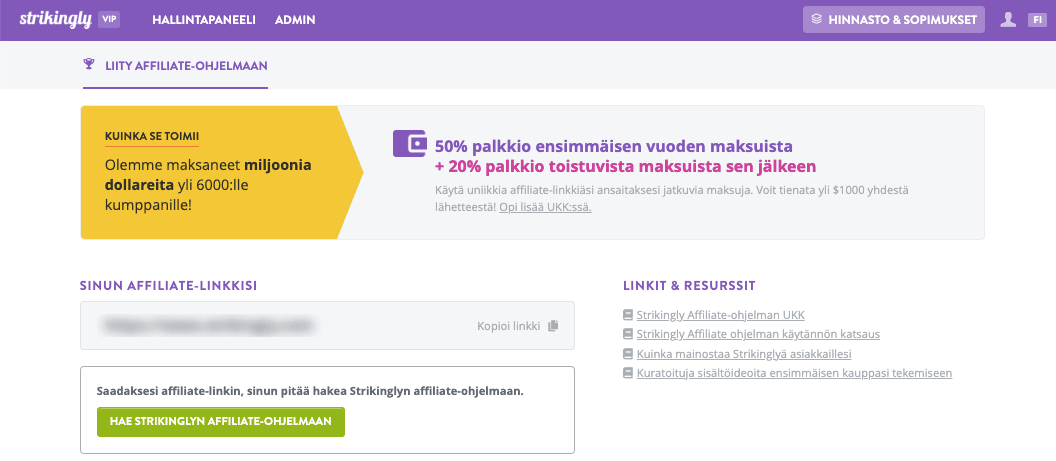 Strikingly Kumppanuusmarkkinointi