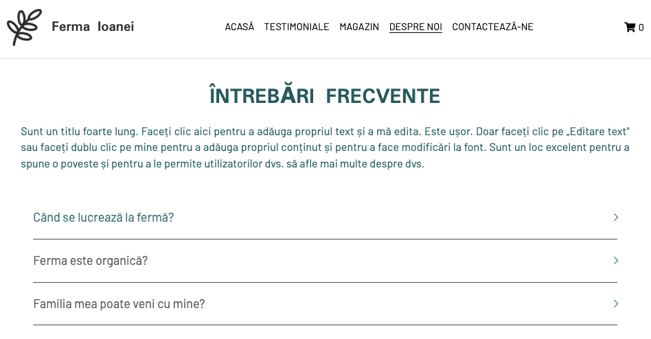 Șablonul Wendy's Farm de la Strikingly