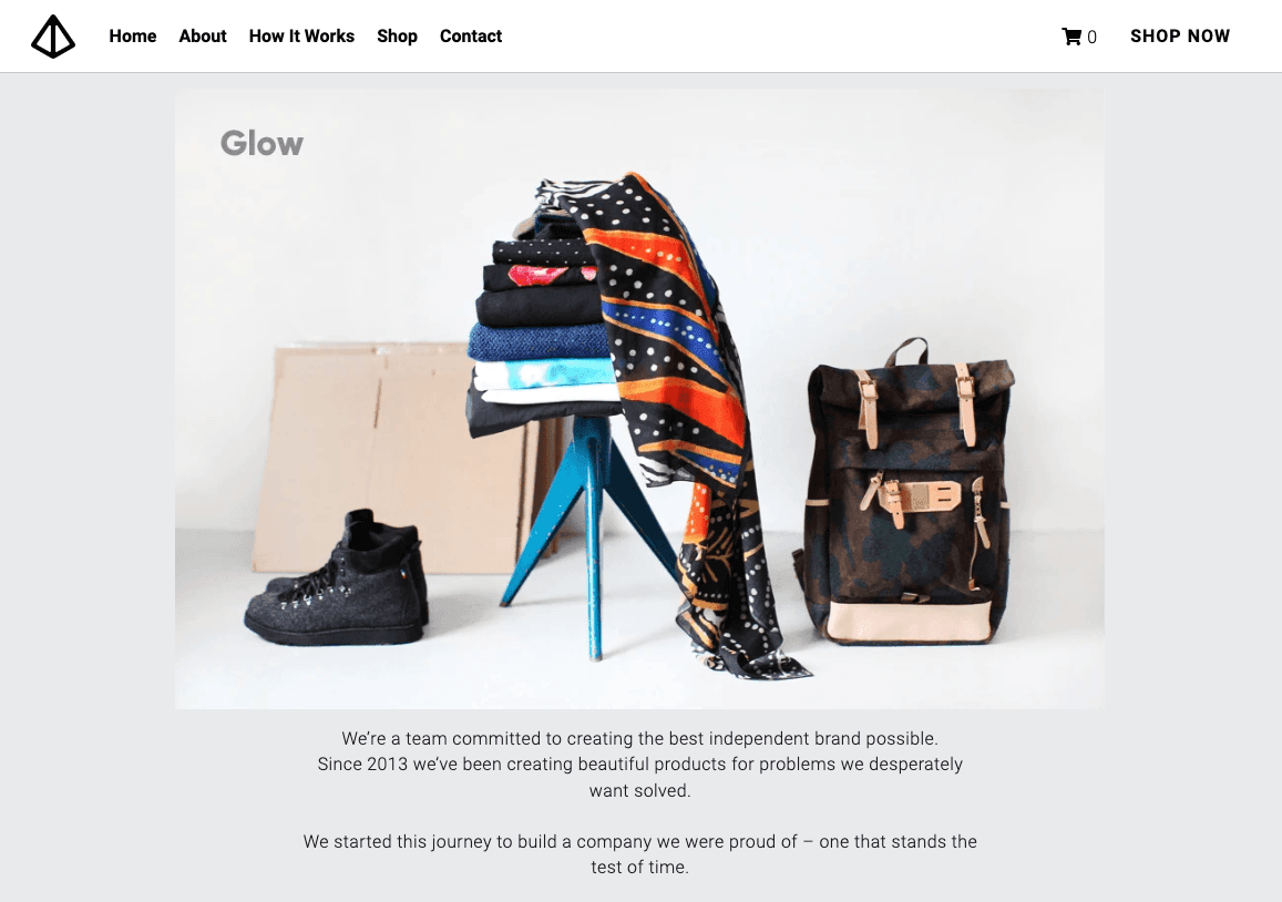 قالب متجر Glow عبر الإنترنت من Strikingly