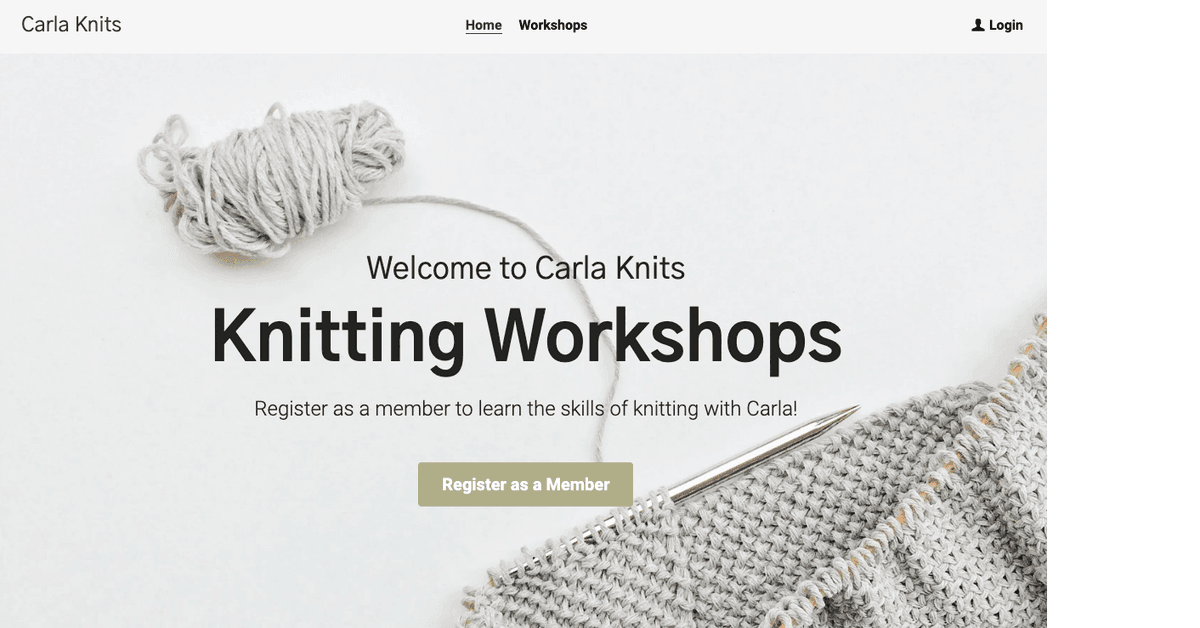 Strikingly: Szablon kursu online Carla Knits