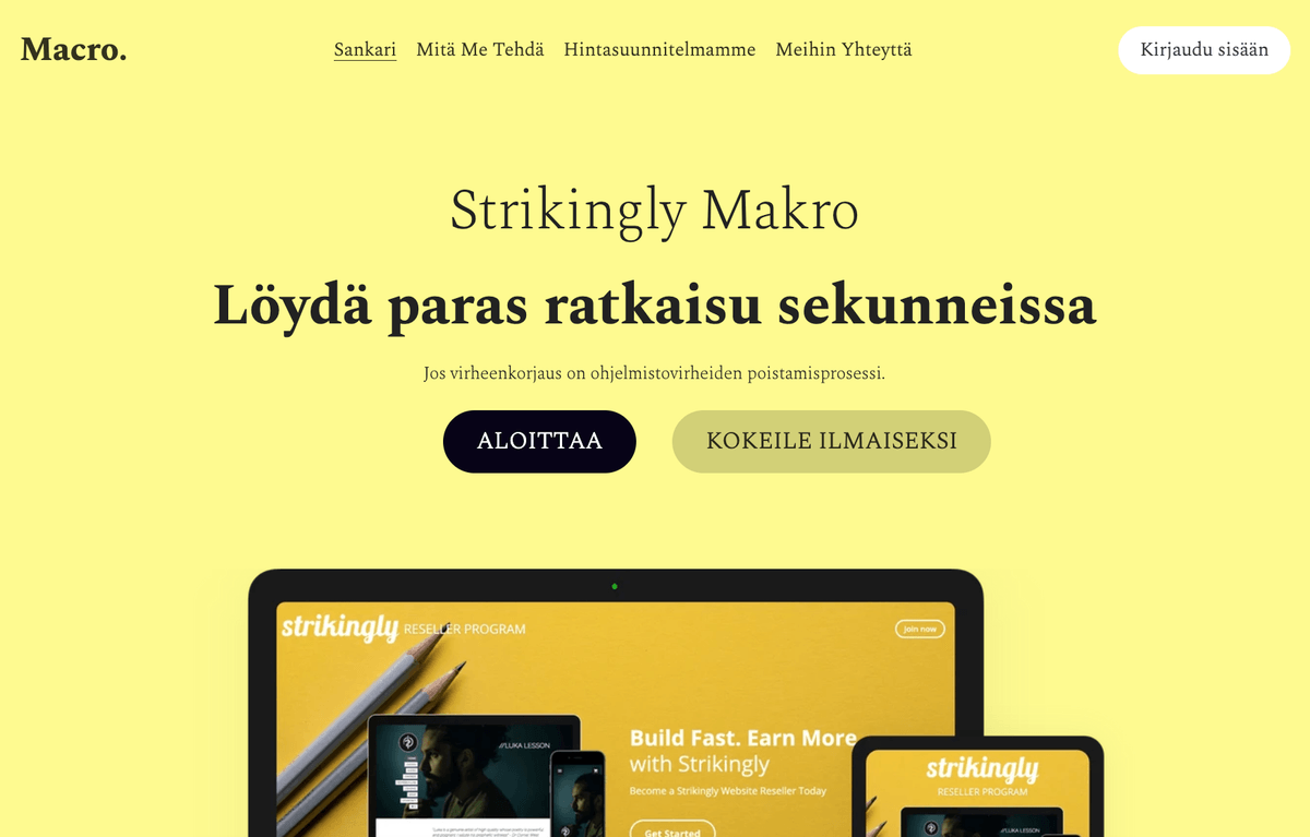 Makrotemplaatti Strikinglyltä