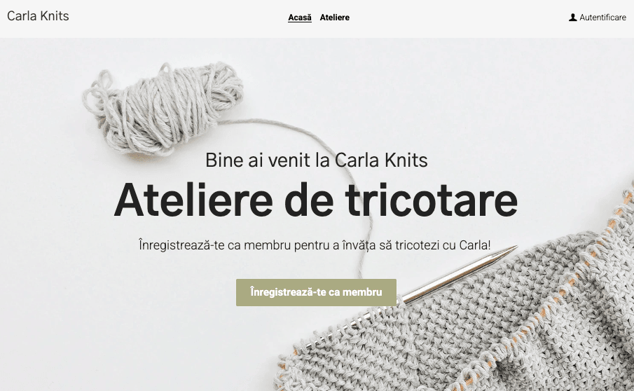 Șablon de site Carla Knits de la Strikingly