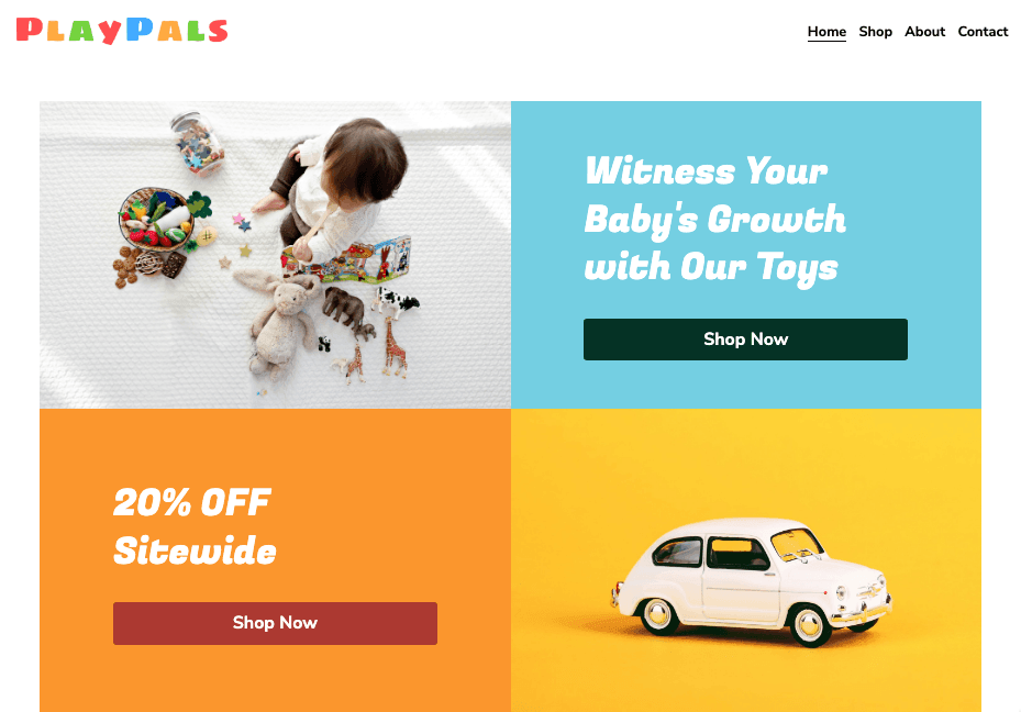 PlayPals Verkkokauppa Verkkosivuston mallipohja Strikinglyltä