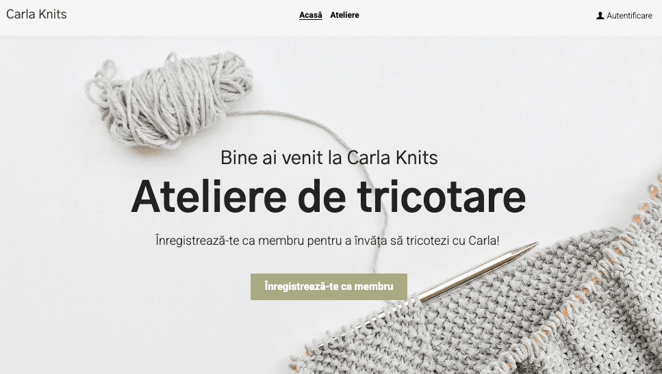 Șablonul Carla Knits de la Strikingly