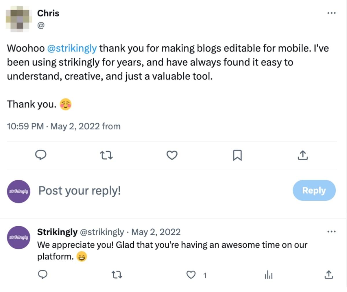Depoimento de Cliente do Twitter