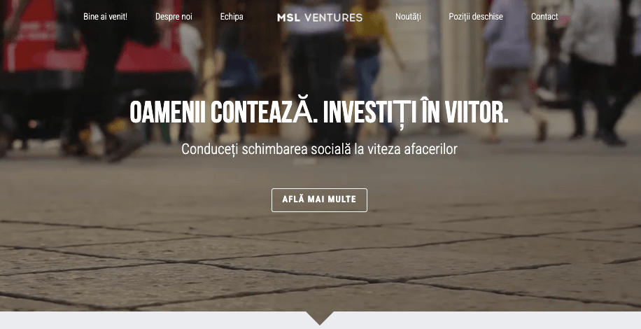 Șablonul MSL Ventures de la Strikingly