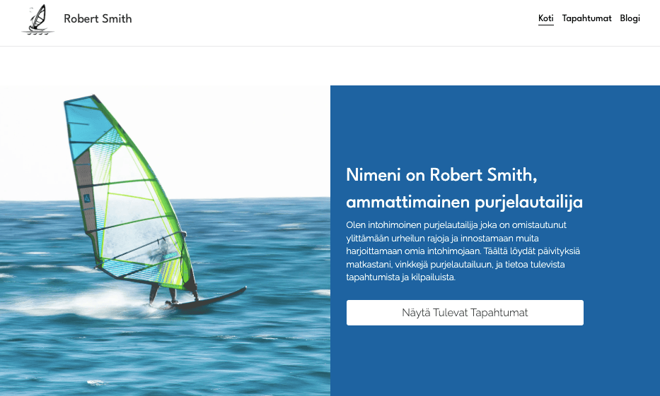 WindSurfer-verkkosivumalli Strikinglyltä