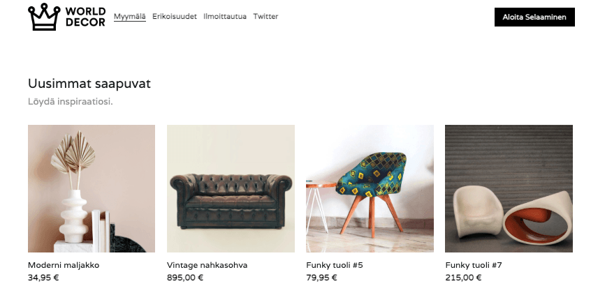 World Decor verkkokauppapohja