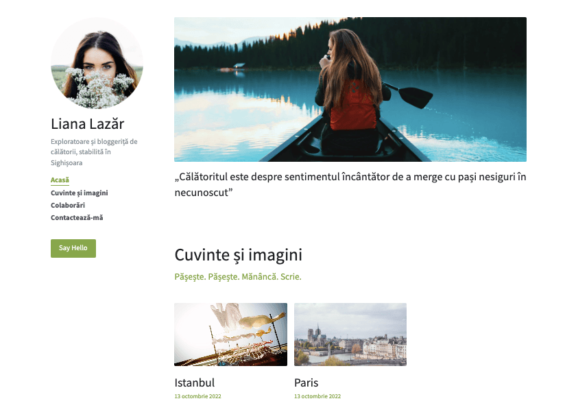 Curat blog șablon de la Strikingly