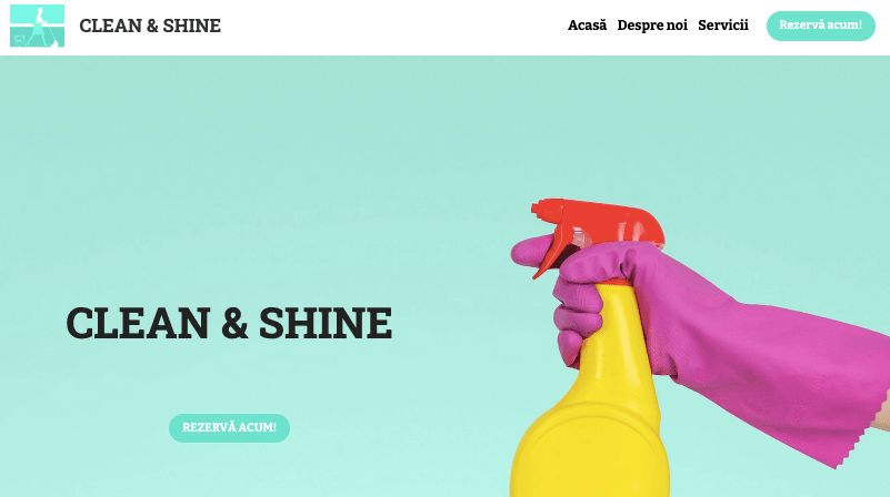 Șablonul de afaceri de servicii Clean & Shine de la Strikingly