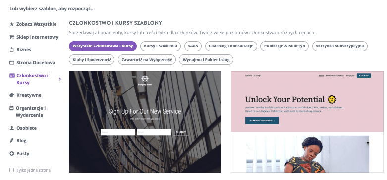 Wybierz szablon przyjazny subskrypcji -