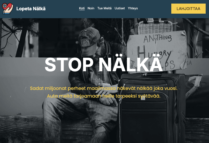 Pysäytä nälkä Voittoa tavoittelemattoman verkkosivuston suunnittelu Malli
